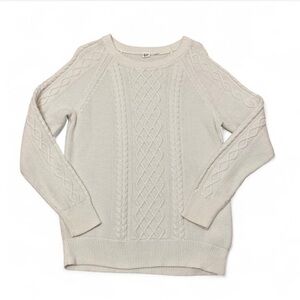 Gap White Cable Knit Sweater Women’s Large Classic Preppy Minimalist Winter Fall